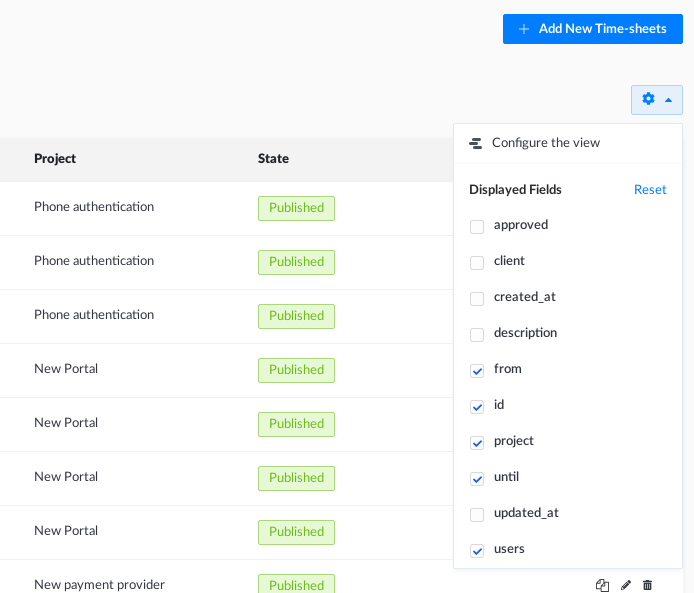 back-end configure view
