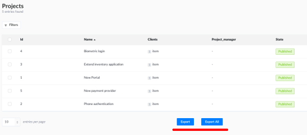 back-end export data