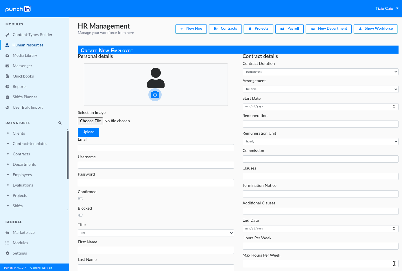 HR backend new employee