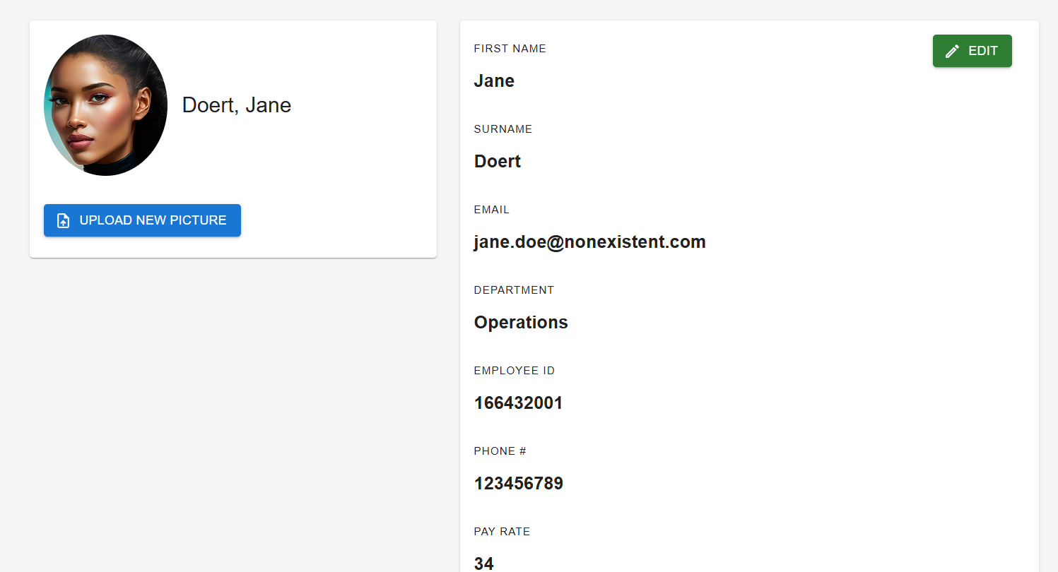 Image of the employee portal personal details feature